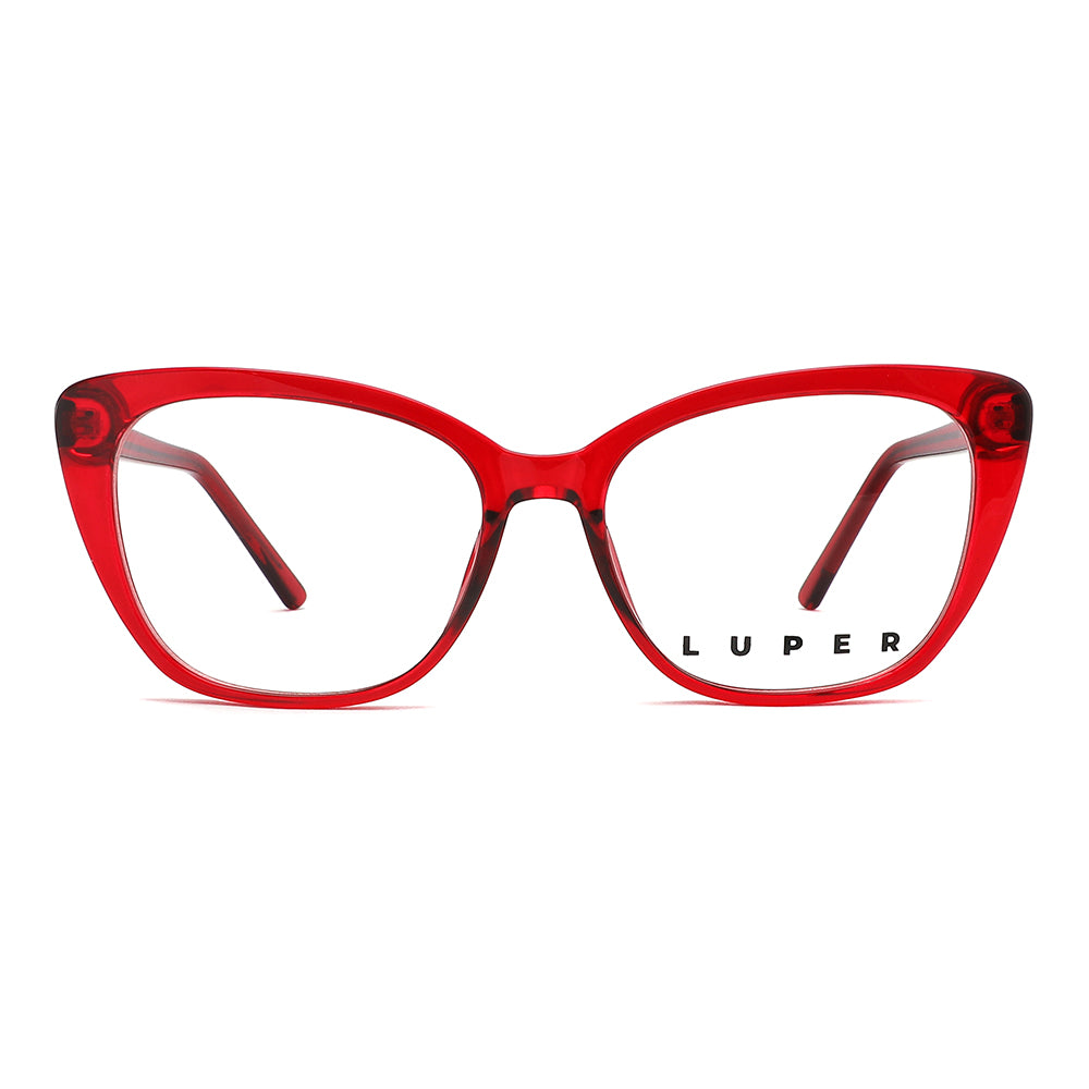 Vista frontal gafa graduada marca Luper modelo Los Saez color rojo