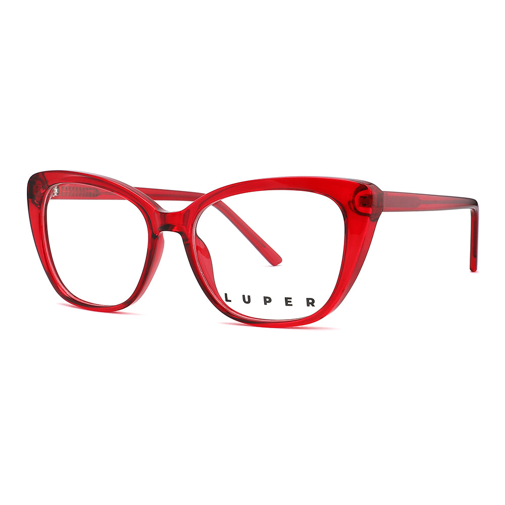 Vista lateral gafa graduada marca Luper modelo Los Saez color rojo