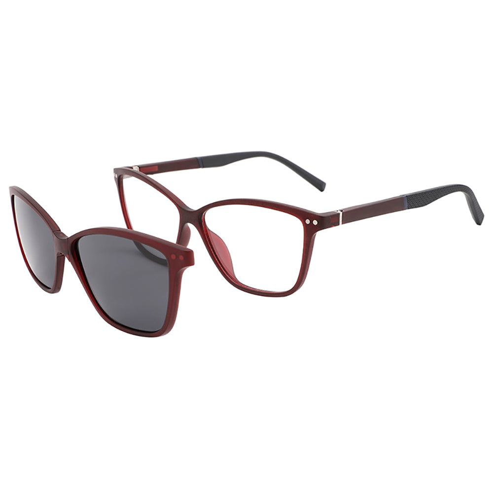 Vista lateral gafa graduada marca LUPER modelo Ricardo Gil color rojo clip magnético