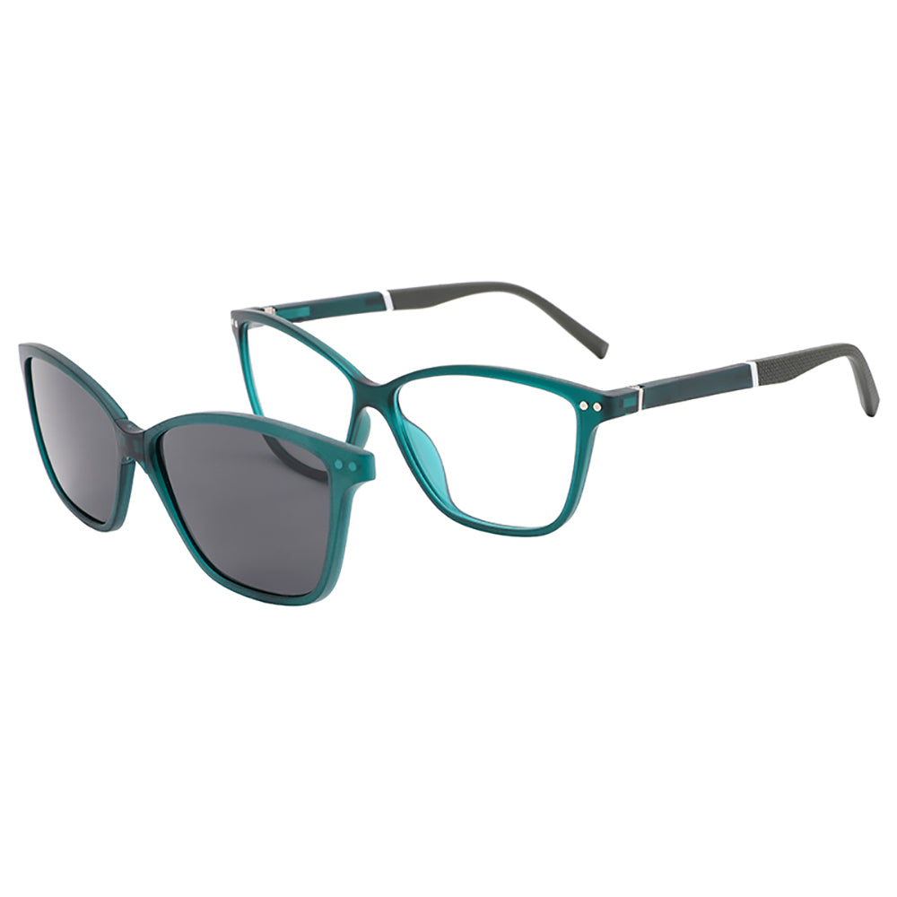 Vista lateral gafa graduada marca LUPER modelo Ricardo Gil color verde clip magnético