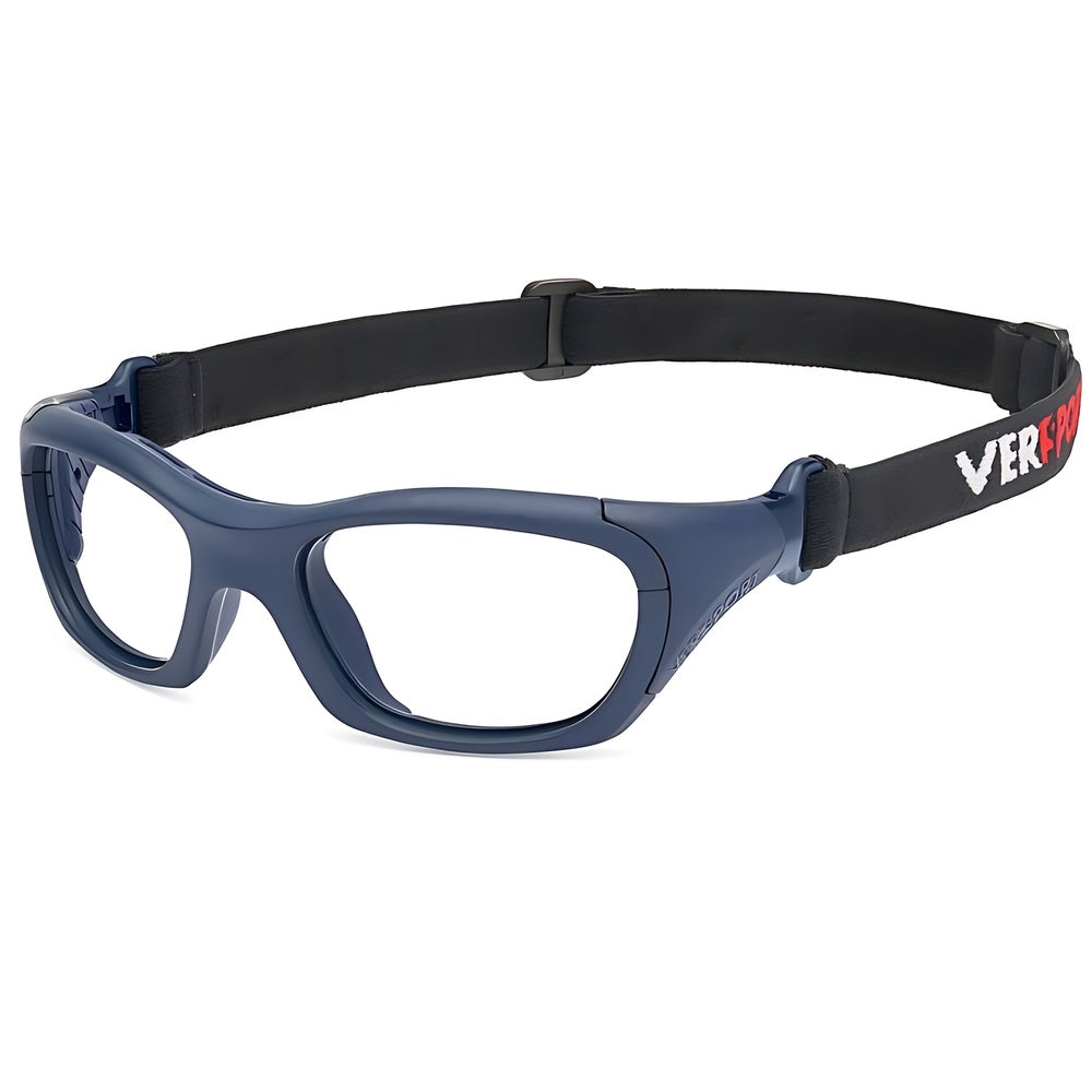 Vista lateral cordon gafa graduada deporitva marca Versport modelo Hercules color azul fluor