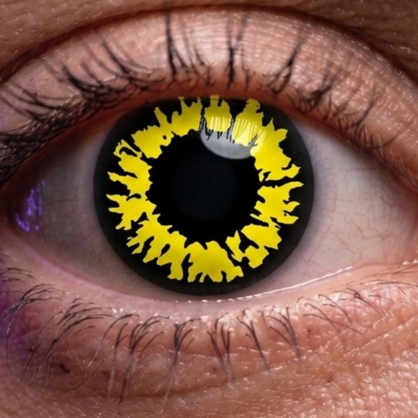Lentilla de fantasía Black Wolf puesta en el ojo (simulación) · LUPER
