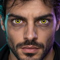 Lentillas de fantasía Black Wolf puestas en los dos ojos (simulación)