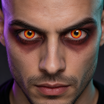 Lentillas de fantasía Darth Maul puestas en los dos ojos (simulación)