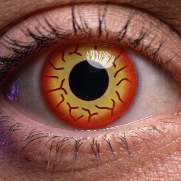 Lentilla de fantasía Darth Maul puesta en el ojo (simulación) · LUPER