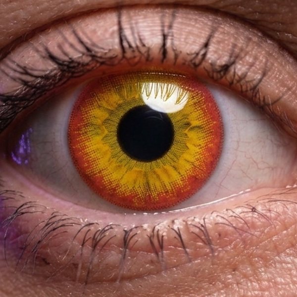 Lentilla de fantasía K-Tiger puesta en el ojo (simulación) · LUPER