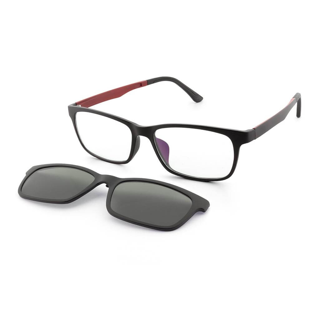 Gafa de ver en color negro con suplemento de lente de sol. Dos gafas en uno. Gafa de ver con lentes y montura incluida desde 69€