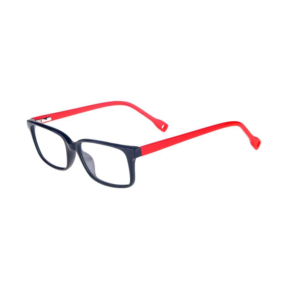 Gafas de ver modelo ENZO de color azul marino y patillas en color rojo. Gafas graduadas óptica LUPER