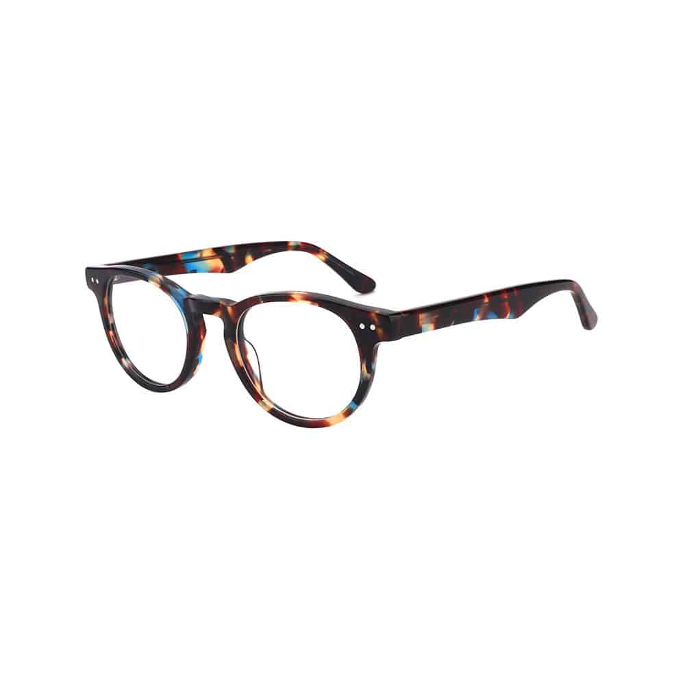 Gafas de vista en acetato multicolor (marrones y azules). Diseño redondeado. Gafas graduadas con montura y lentes incluidas desde 59€ en óptica LUPER Murcia